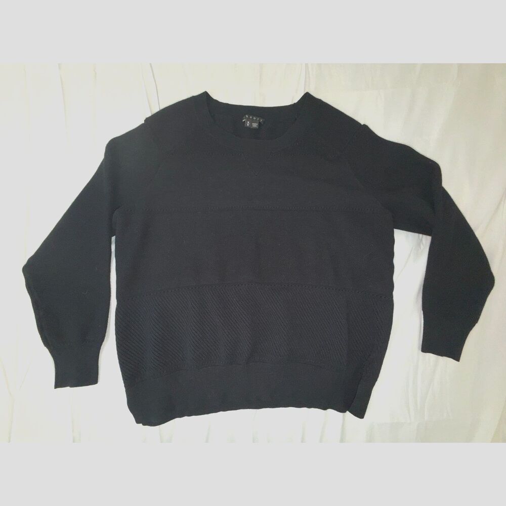 Theory Black Textured Knit Crewneck Sweater – Women’s Medium*